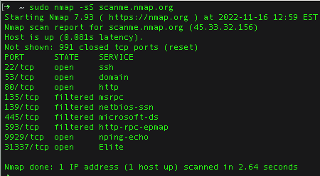 nmap.org entries sudo Starting nmap 7.93